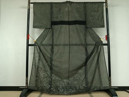 平和屋着物▽訪問着　無双　紗袷　紗×紗　手描き　流水花籬文　正絹　逸品　AABJ8355jh