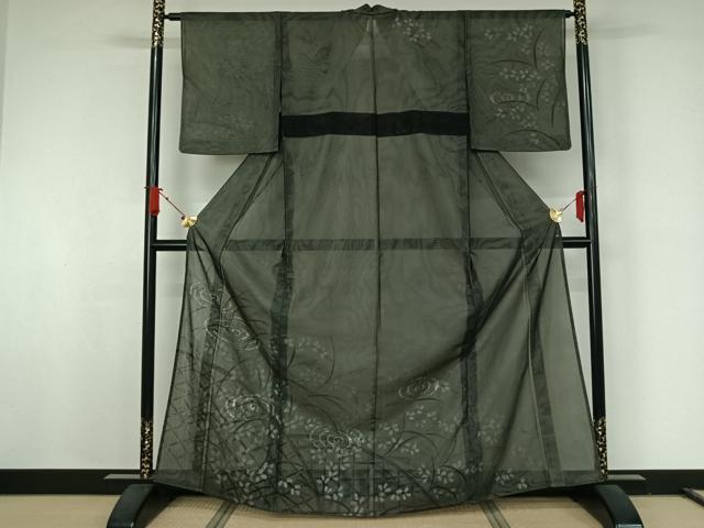 平和屋着物▽訪問着　無双　紗袷　紗×紗　手描き　流水花籬文　正絹　逸品　AABJ8355jh