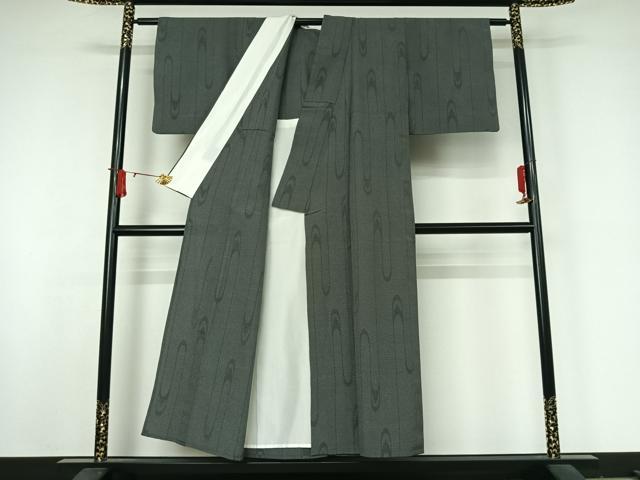 平和屋着物▽本塩沢　単衣　110亀甲　霞文　正絹　逸品　AABJ8357jh