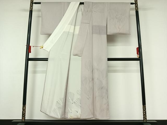 平和屋着物▽訪問着　無双　紗袷　紗×絽　手描き　芝葉文　正絹　逸品　AABJ8358jh