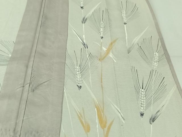 平和屋着物▽訪問着　無双　紗袷　紗×絽　手描き　芝葉文　正絹　逸品　AABJ8358jh