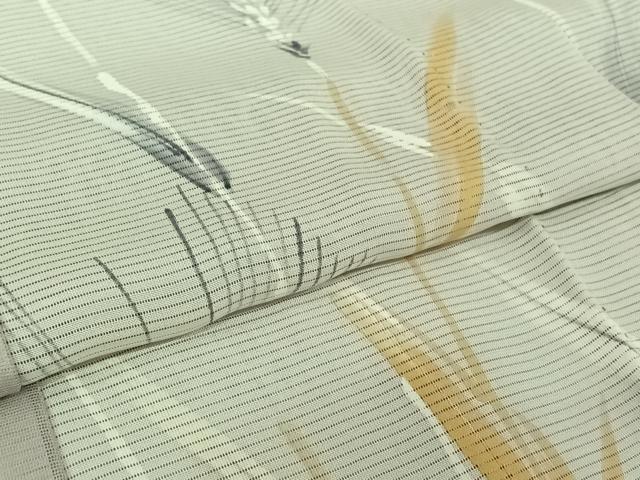 平和屋着物▽訪問着　無双　紗袷　紗×絽　手描き　芝葉文　正絹　逸品　AABJ8358jh