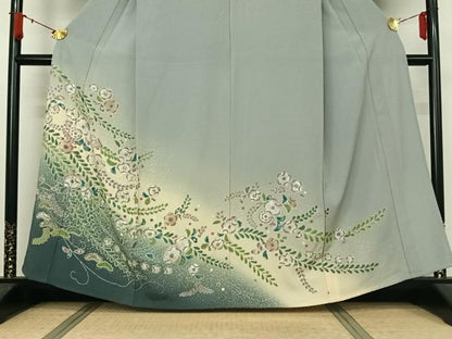 平和屋着物▽訪問着　単衣　絞り　辻が花　暈し染め　金彩　正絹　逸品　AABJ8363jh