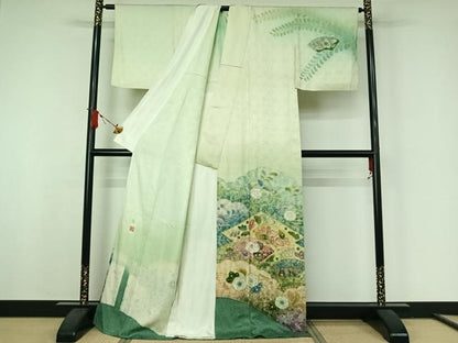 平和屋着物▽吉乃一廉　幻の辻が花　訪問着　単衣　絞り　暈し染め　正絹　逸品　AABJ8365jh