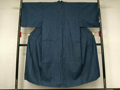 平和屋着物▽男性　デニム着物　単衣　霞文　綿　AABJ8369jh