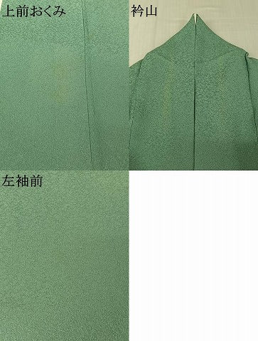 平和屋着物▽伝統工芸染師　川宮　色無地　単衣　白群色　正絹　逸品　AABJ8371jh