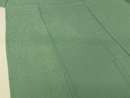 平和屋着物▽伝統工芸染師　川宮　色無地　単衣　白群色　正絹　逸品　AABJ8371jh