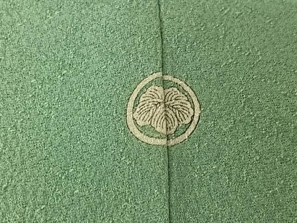 平和屋着物▽伝統工芸染師　川宮　色無地　単衣　白群色　正絹　逸品　AABJ8371jh