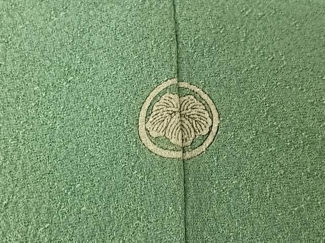 平和屋着物▽伝統工芸染師　川宮　色無地　単衣　白群色　正絹　逸品　AABJ8371jh