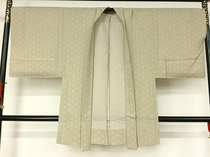 平和屋着物▽男性　長羽織　スリーシーズン　春夏秋　塵除け　幾何学文様　正絹　逸品　未使用　AABJ8372jh