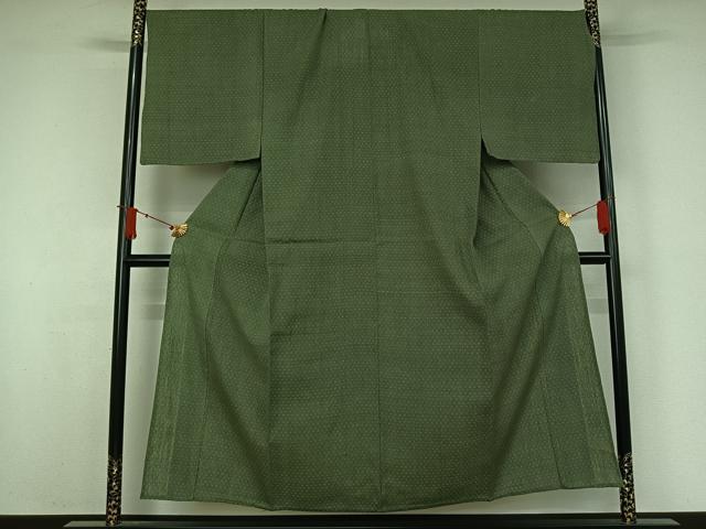 平和屋着物▽男性　紬　単衣　幾何学文様　正絹　逸品　未使用　AABJ8373jh