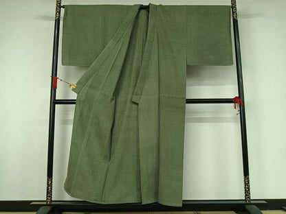 平和屋着物▽男性　紬　単衣　幾何学文様　正絹　逸品　未使用　AABJ8373jh