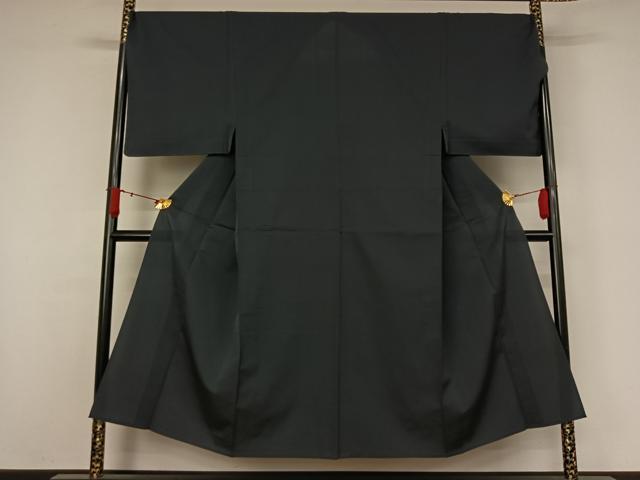平和屋着物▽男性 色無地 単衣 お召地 鉄御納戸色 キングサイズ 正絹