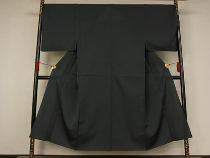 平和屋着物▽男性　色無地　単衣　お召地　鉄御納戸色　キングサイズ　正絹　逸品　未使用　AABJ8374jh