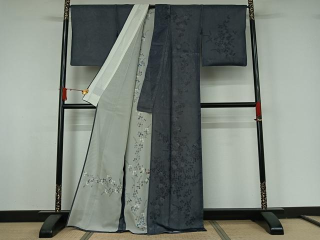 平和屋着物▽訪問着　無双　紗袷　紗×絽　手描き　草花文　金彩　正絹　逸品　AABJ8377jh