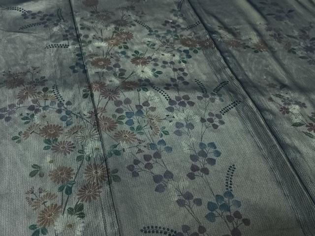 平和屋着物▽訪問着　無双　紗袷　紗×絽　手描き　草花文　金彩　正絹　逸品　AABJ8377jh