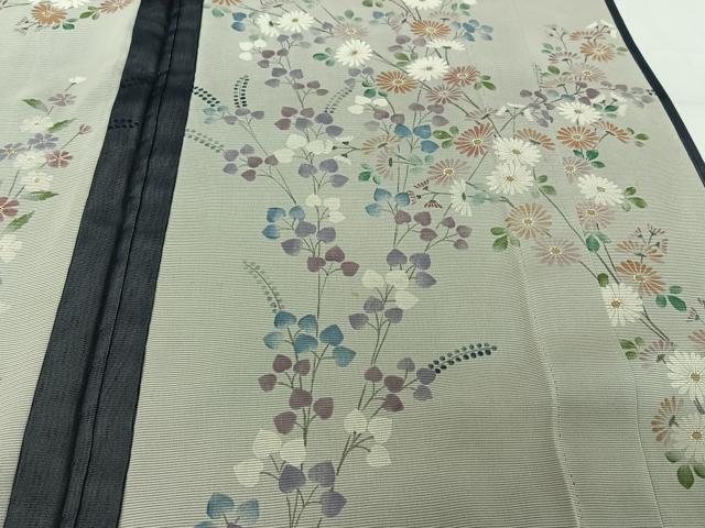 平和屋着物▽訪問着　無双　紗袷　紗×絽　手描き　草花文　金彩　正絹　逸品　AABJ8377jh