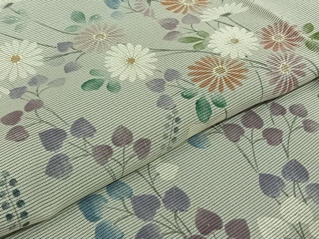 平和屋着物▽訪問着　無双　紗袷　紗×絽　手描き　草花文　金彩　正絹　逸品　AABJ8377jh