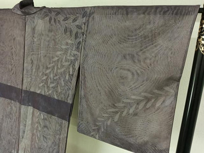 平和屋着物▽訪問着　無双　紗袷　紗×紗　草葉文　正絹　逸品　AABJ8378jh