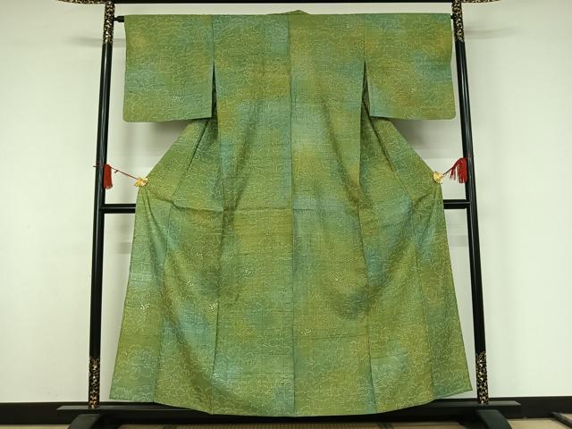 平和屋着物▽上質な小紋　単衣　紬地　花尽くし文　正絹　逸品　AABJ8379jh