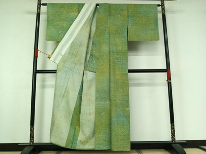 平和屋着物▽上質な小紋　単衣　紬地　花尽くし文　正絹　逸品　AABJ8379jh