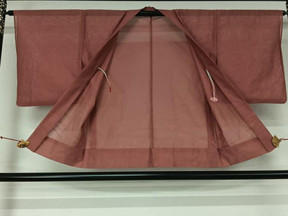 平和屋着物▽羽織　スリーシーズン　春夏秋　塵除け　竜田川文　桃色　正絹　逸品　AABJ8382jh