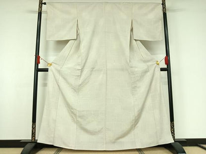 平和屋着物▽本塩沢　単衣　110亀甲　幾何学文様　正絹　逸品　AABJ8384jh