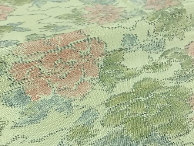 平和屋着物▽上質な紬　単衣　草花文　正絹　逸品　AABJ8388jh