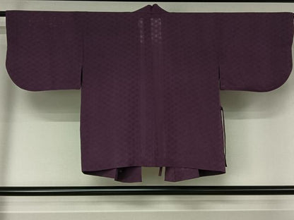 平和屋着物▽道中着　スリーシーズン　春夏秋　塵除け　七宝文　滅紫色　正絹　逸品　AABJ8389jh
