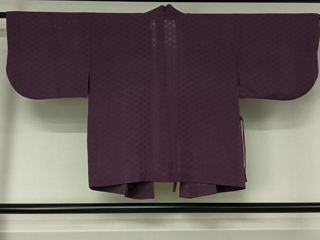 平和屋着物▽道中着　スリーシーズン　春夏秋　塵除け　七宝文　滅紫色　正絹　逸品　AABJ8389jh