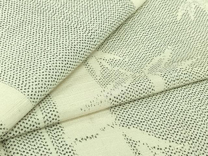 平和屋着物▽上質な紬　単衣　笹竹文　正絹　逸品　AABJ8390jh