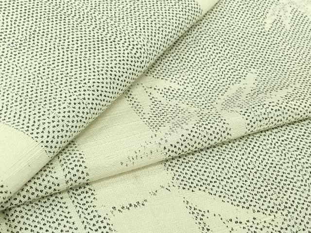 平和屋着物▽上質な紬　単衣　笹竹文　正絹　逸品　AABJ8390jh