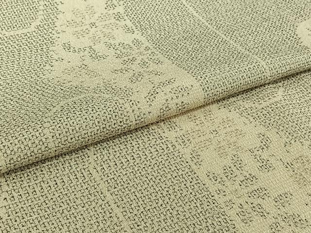 平和屋着物▽本塩沢　単衣　110亀甲　草花文　正絹　逸品　AABJ8393jh
