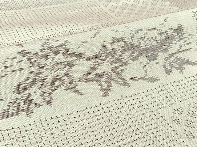 平和屋着物▽上質な紬　単衣　横段松文　正絹　逸品　AABJ8395jh