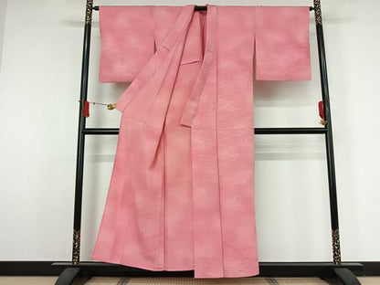 平和屋着物▽上質な小紋　単衣　霞文　暈し染め　正絹　逸品　AABJ8396jh
