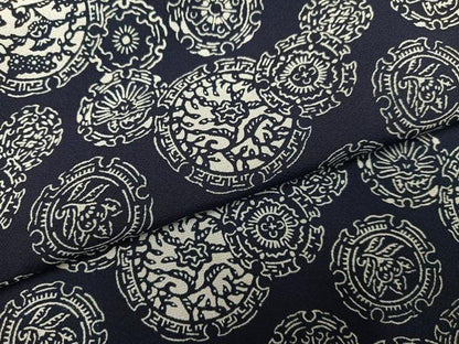 平和屋着物●上質な小紋　藍　型染め　雪輪文　正絹　逸品　AABJ8402ph