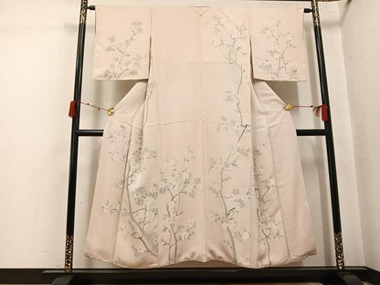 平和屋着物●訪問着　手描き　枝花文　正絹　逸品　AABJ8404ph