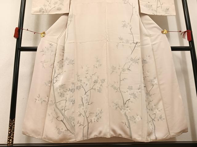 平和屋着物●訪問着　手描き　枝花文　正絹　逸品　AABJ8404ph