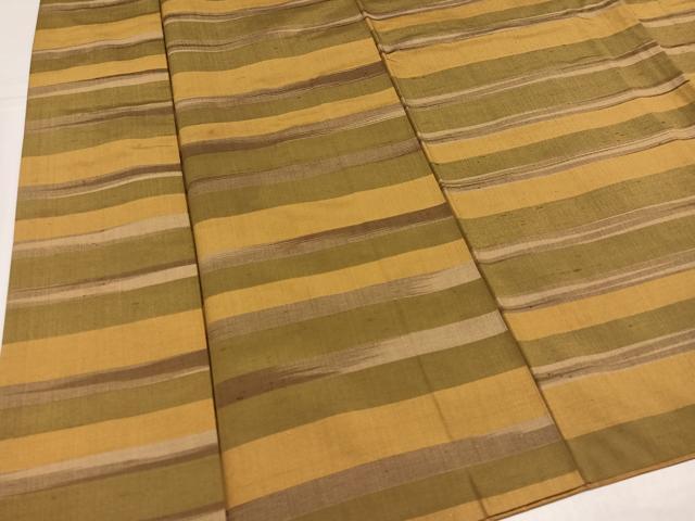 平和屋着物●上質な紬　横段文　正絹　逸品　AABJ8406ph