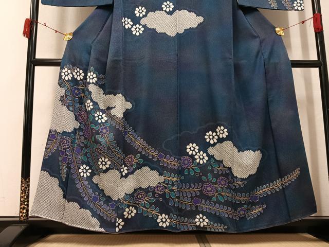 平和屋着物●訪問着　絞り　草花雲文　暈し染め　金彩　正絹　逸品　AABJ8410ph