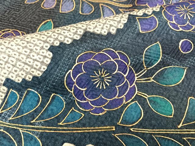 平和屋着物●訪問着　絞り　草花雲文　暈し染め　金彩　正絹　逸品　AABJ8410ph
