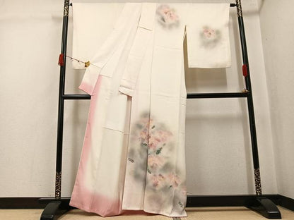 平和屋着物●訪問着　舞花文　暈し染め　金銀彩　正絹　逸品　AABJ8412ph