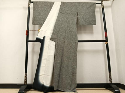 平和屋着物●大変加工の良い総絞り小紋　黒地　正絹　逸品　AABJ8413ph