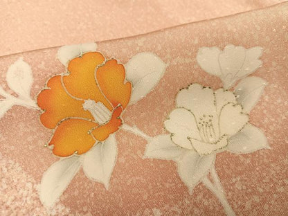 平和屋着物●訪問着　枝椿文　金彩　正絹　逸品　AABJ8414ph