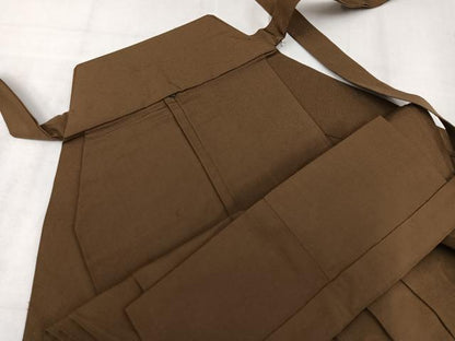 平和屋着物●男性　馬乗り袴　紬地　色無地　黄枯茶色　正絹　逸品　AABJ8415ph