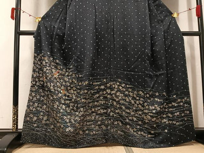 平和屋着物●訪問着　絞り　刺繍　草花文　金彩　正絹　逸品　AABJ8416ph