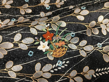 平和屋着物●訪問着　絞り　刺繍　草花文　金彩　正絹　逸品　AABJ8416ph