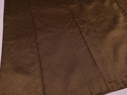 平和屋着物●お召　色無地　鶯茶色　正絹　逸品　AABJ8418ph
