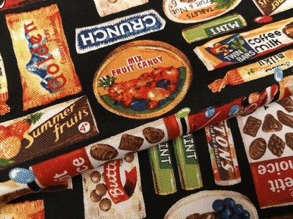 平和屋着物●小紋　菓子　黒地　洗える着物　AABJ8419ph