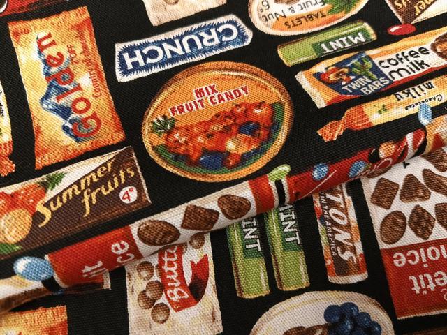 平和屋着物●小紋　菓子　黒地　洗える着物　AABJ8419ph